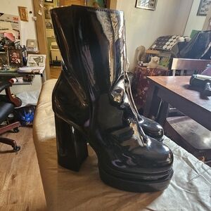 Charlotte Russe faux patent leather platform boots. Size 8